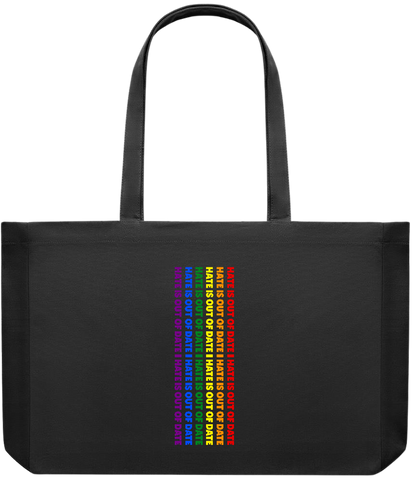 Hate is Out of Date Design - Premium large recycled shopping tote bag_BLACK_front