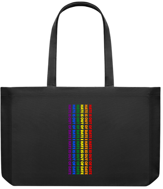 Hate is Out of Date Design - Premium large recycled shopping tote bag_BLACK_front