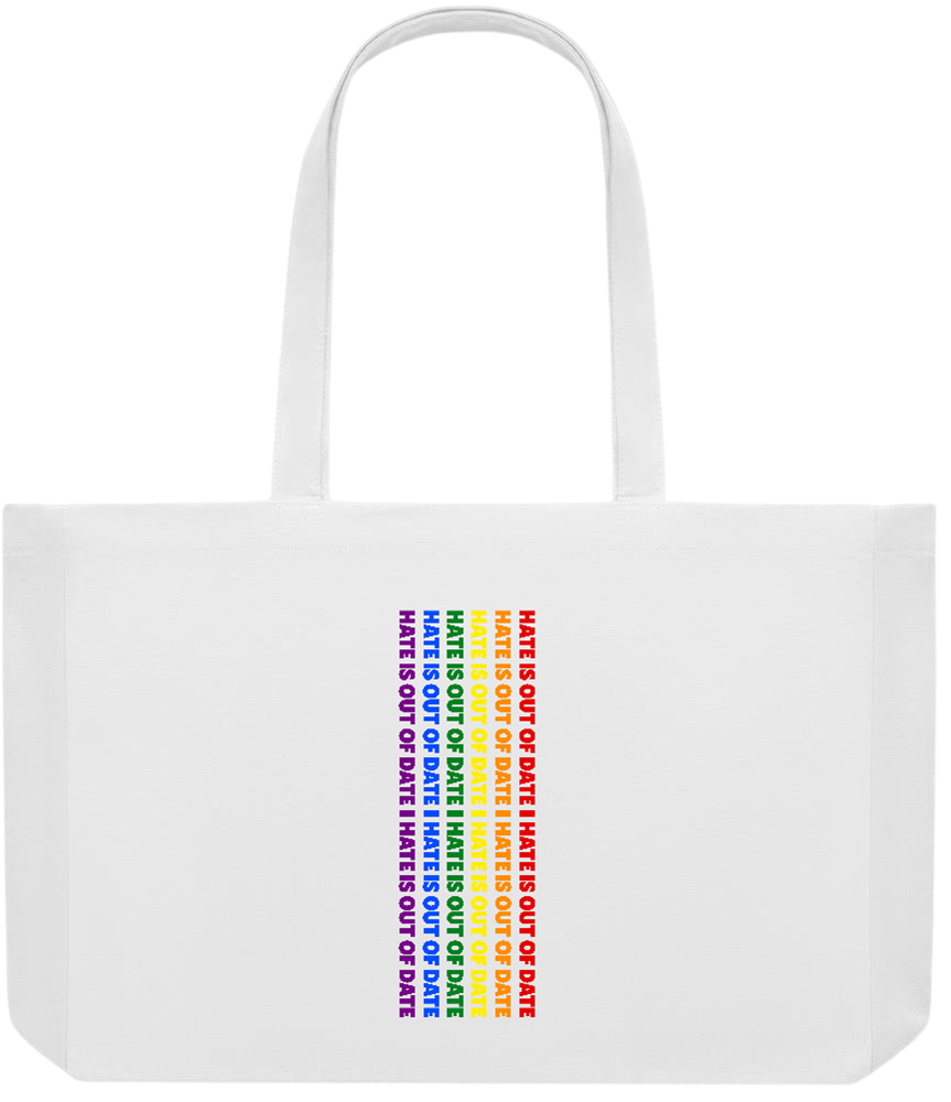 Hate is Out of Date Design - Premium large recycled shopping tote bag_WHITE_front