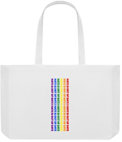 Hate is Out of Date Design - Premium large recycled shopping tote bag_WHITE_front