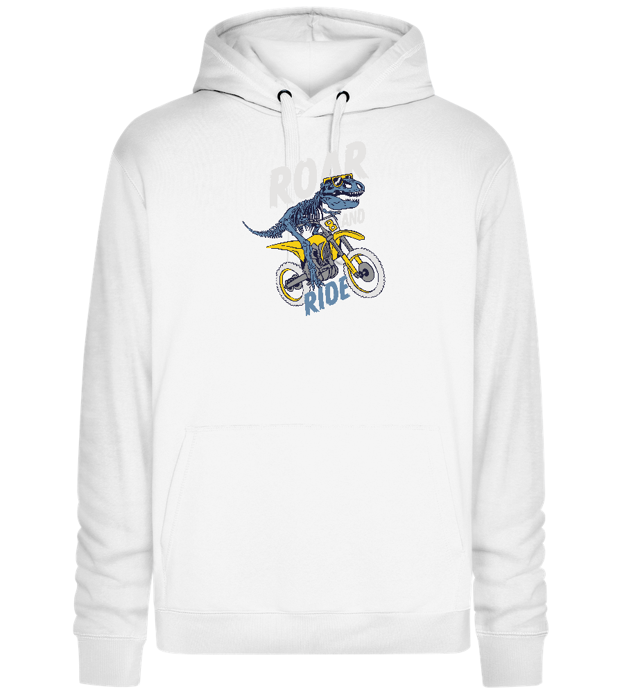 Dino Biker Design - Premium unisex hoodie_WHITE_front