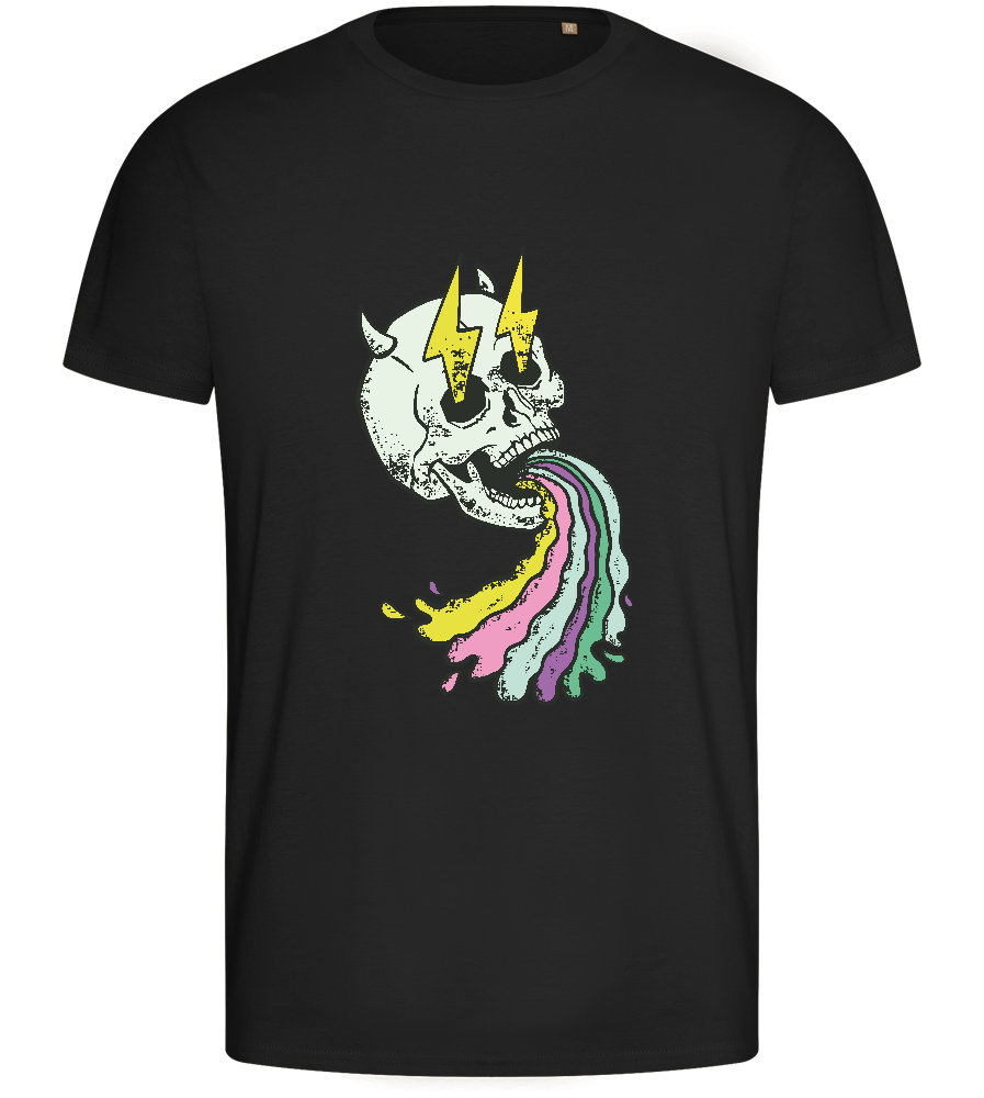 Rainbow Skull Thunders Design - Basic men's fitted t-shirt_DEEP BLACK_front