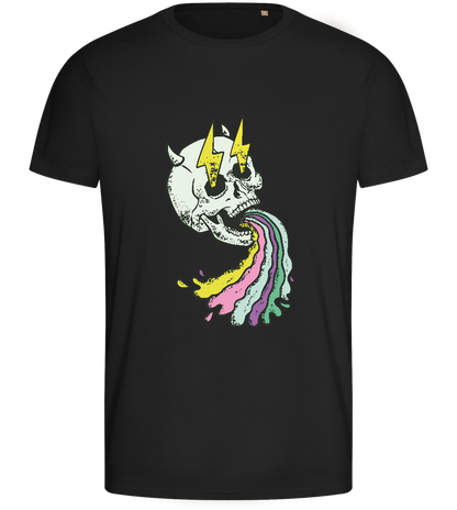 Rainbow Skull Thunders Design - Basic men's fitted t-shirt_DEEP BLACK_front