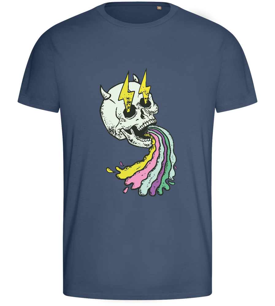 Rainbow Skull Thunders Design - Basic men's fitted t-shirt_DENIM_front