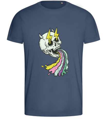 Rainbow Skull Thunders Design - Basic men's fitted t-shirt_DENIM_front