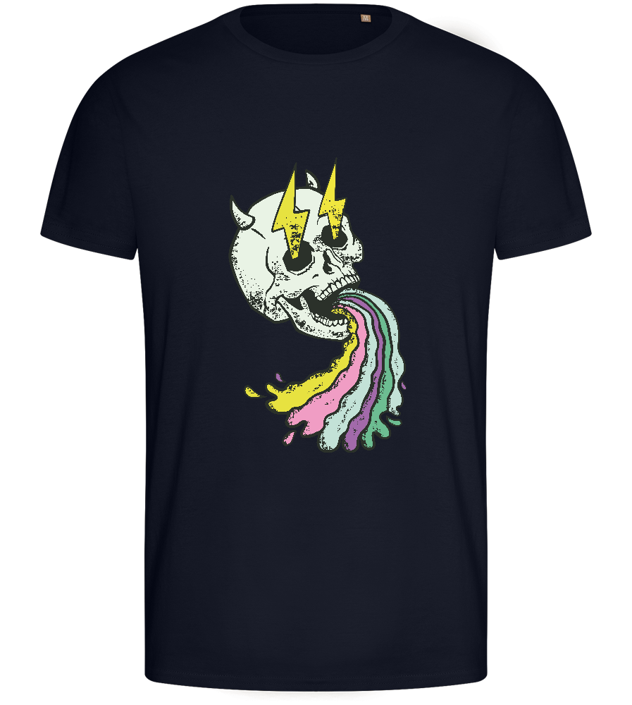 Rainbow Skull Thunders Design - Basic men's fitted t-shirt_FRENCH NAVY_front