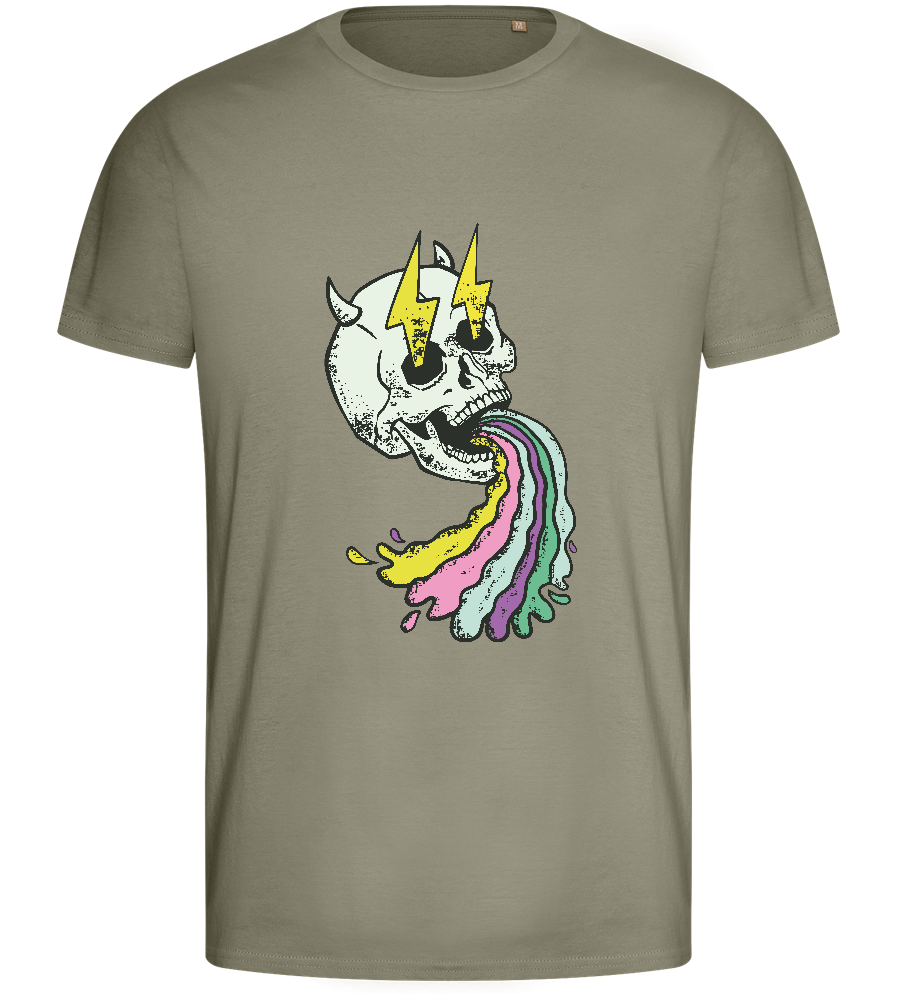 Rainbow Skull Thunders Design - Basic men's fitted t-shirt_KHAKI_front