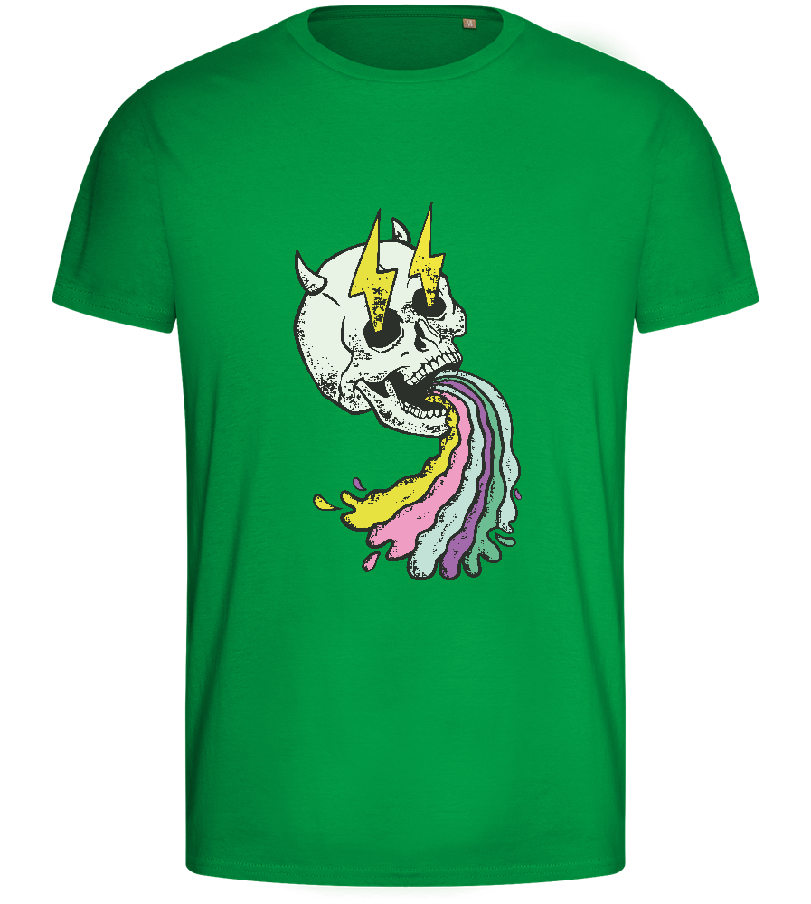 Rainbow Skull Thunders Design - Basic men's fitted t-shirt_MEADOW GREEN_front