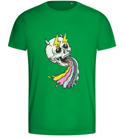 Rainbow Skull Thunders Design - Basic men's fitted t-shirt_MEADOW GREEN_front