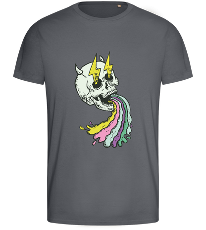 Rainbow Skull Thunders Design - Basic men's fitted t-shirt_MOUSE GREY_front