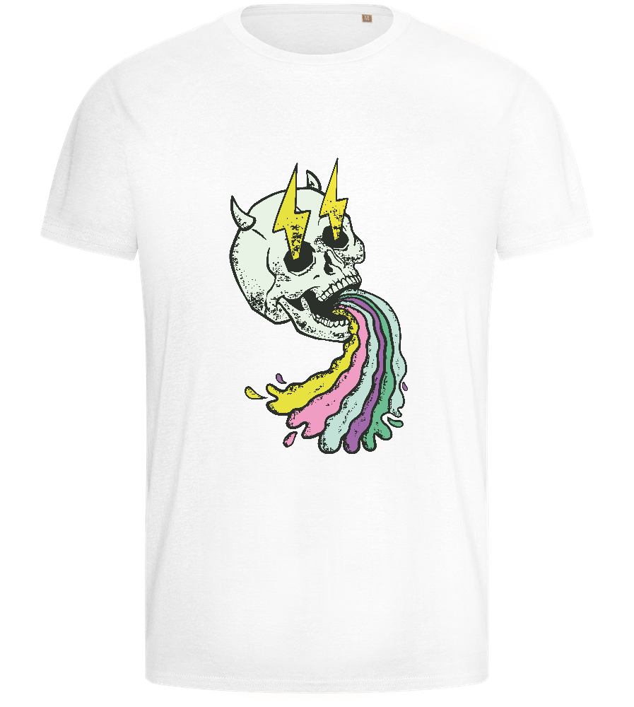 Rainbow Skull Thunders Design - Basic men's fitted t-shirt_WHITE_front