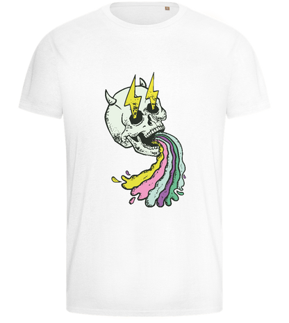 Rainbow Skull Thunders Design - Basic men's fitted t-shirt_WHITE_front