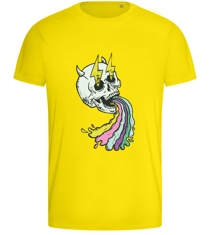 Rainbow Skull Thunders Design - Basic men's fitted t-shirt_YELLOW_front