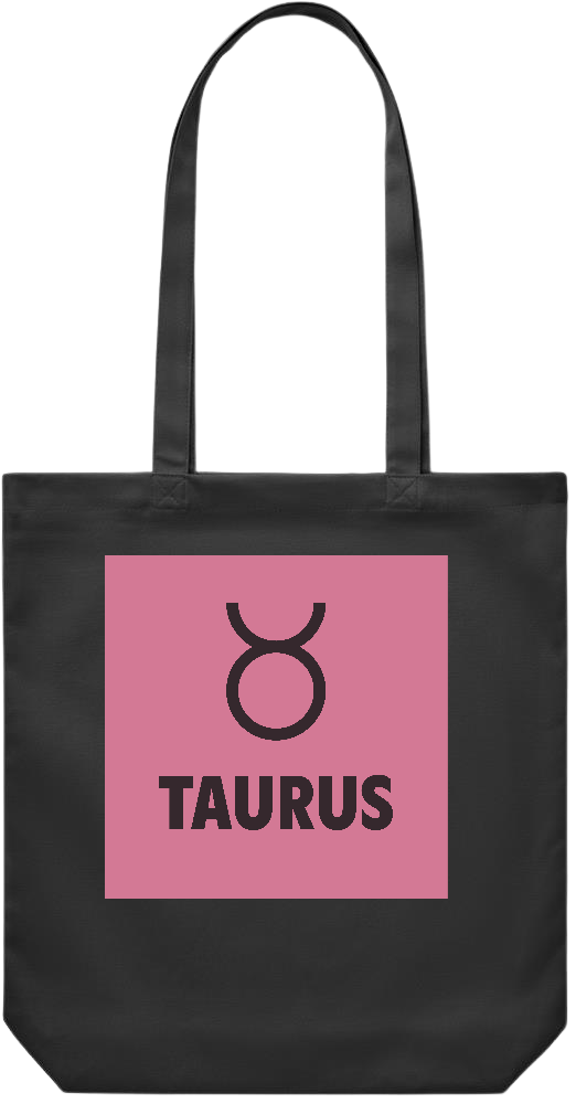 Zodiac Taurus Design - Premium Canvas colored cotton shopping bag_BLACK_front