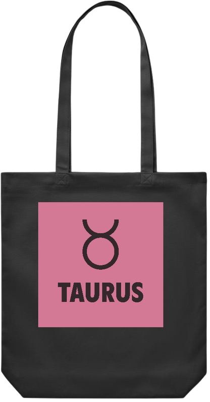 Zodiac Taurus Design - Premium Canvas colored cotton shopping bag_BLACK_front