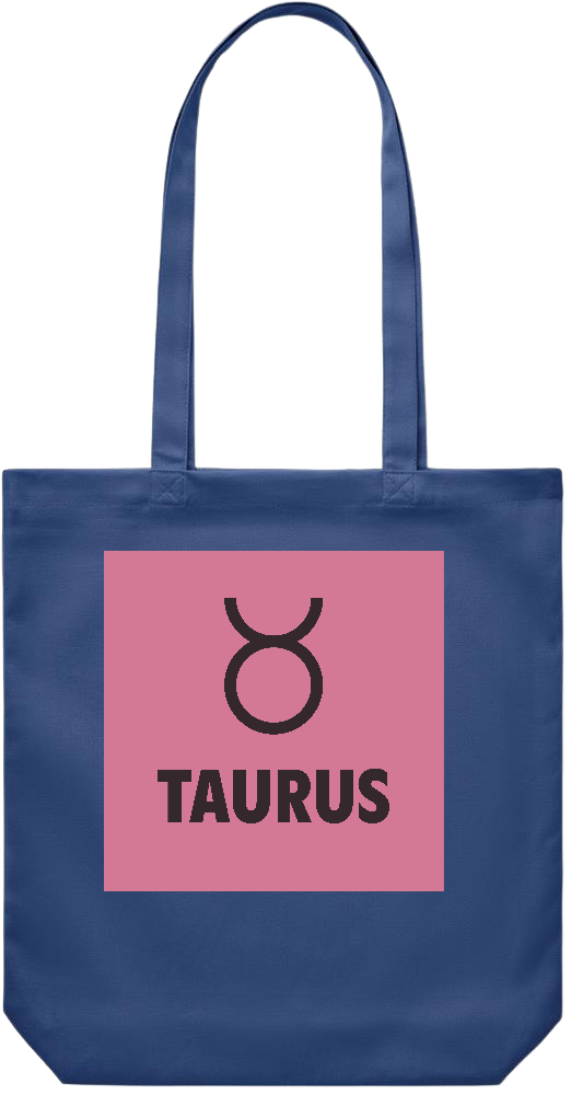 Zodiac Taurus Design - Premium Canvas colored cotton shopping bag_BLUE_front