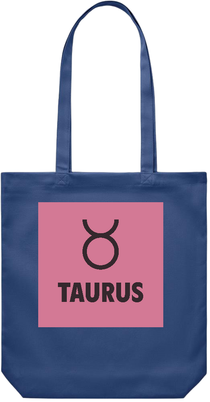 Zodiac Taurus Design - Premium Canvas colored cotton shopping bag_BLUE_front