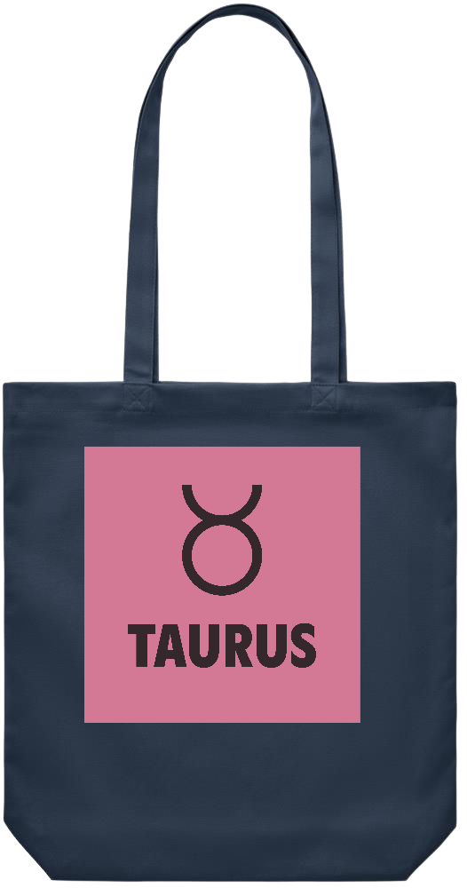 Zodiac Taurus Design - Premium Canvas colored cotton shopping bag_FRENCH NAVY_front