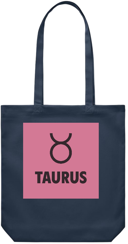 Zodiac Taurus Design - Premium Canvas colored cotton shopping bag_FRENCH NAVY_front