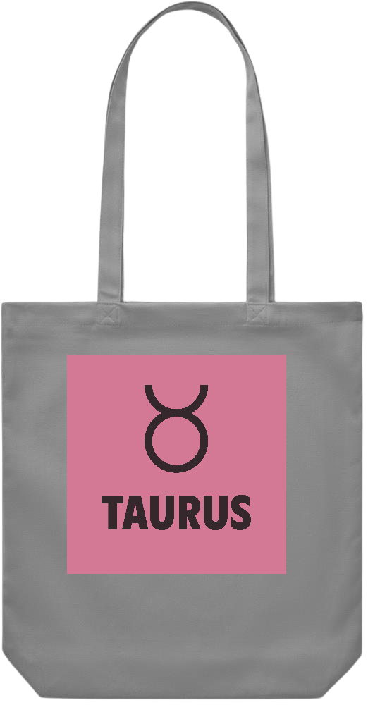 Zodiac Taurus Design - Premium Canvas colored cotton shopping bag_GREY_front