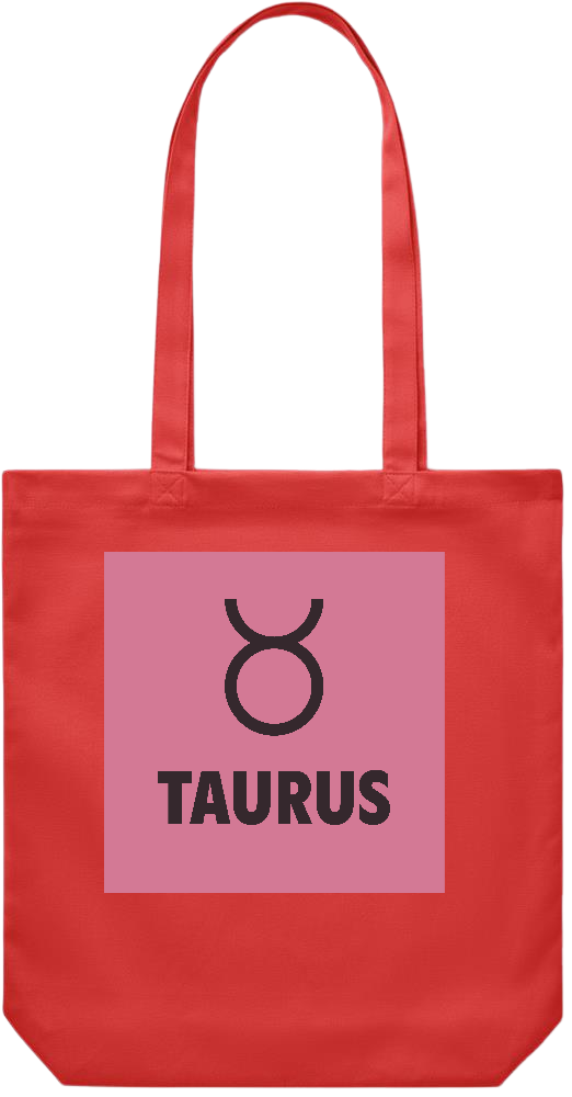 Zodiac Taurus Design - Premium Canvas colored cotton shopping bag_RED_front