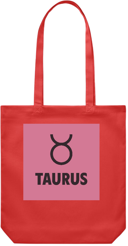 Zodiac Taurus Design - Premium Canvas colored cotton shopping bag_RED_front