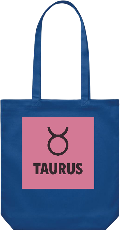 Zodiac Taurus Design - Premium Canvas colored cotton shopping bag_ROYAL BLUE_front