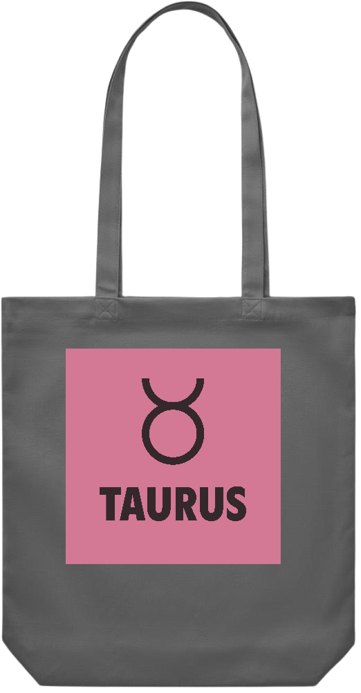 Zodiac Taurus Design - Premium Canvas colored cotton shopping bag_STONE GREY_front