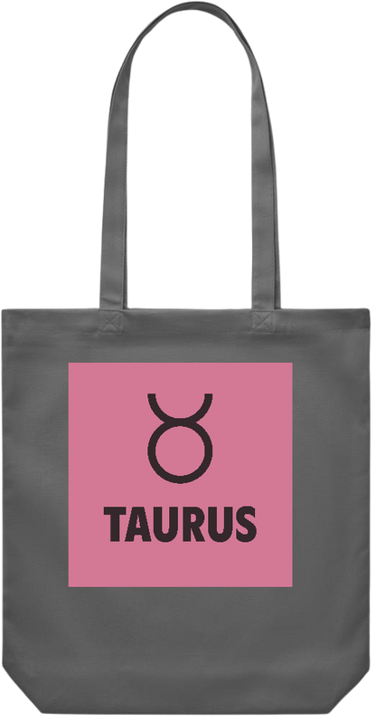 Zodiac Taurus Design - Premium Canvas colored cotton shopping bag_STONE GREY_front