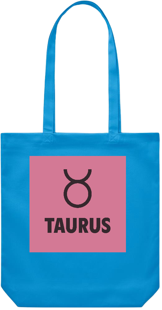 Zodiac Taurus Design - Premium Canvas colored cotton shopping bag_TURQUOISE_front