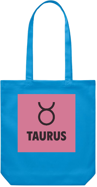 Zodiac Taurus Design - Premium Canvas colored cotton shopping bag_TURQUOISE_front