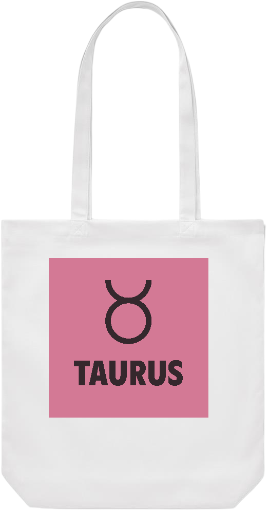 Zodiac Taurus Design - Premium Canvas colored cotton shopping bag_WHITE_front