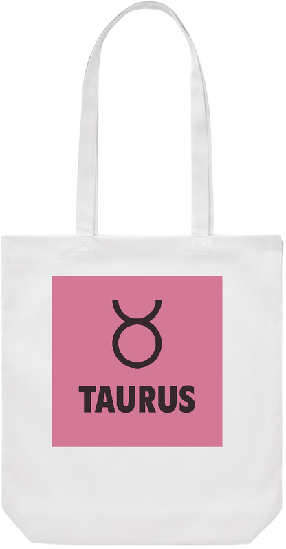 Zodiac Taurus Design - Premium Canvas colored cotton shopping bag_WHITE_front