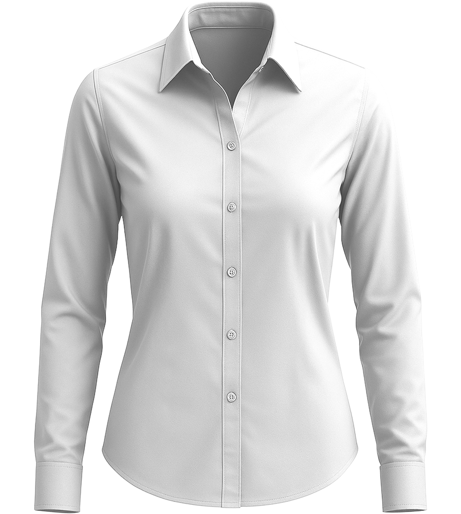 Comfort women's long sleeve stretch dress shirt_WHITE_front