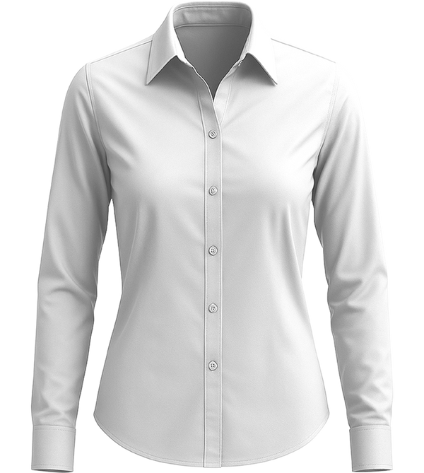 Comfort women's long sleeve stretch dress shirt_WHITE_front
