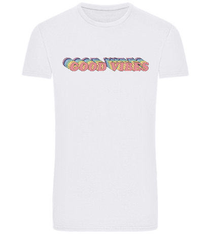 Good Vibes Rainbow Design - Basic Unisex T-Shirt_WHITE_front