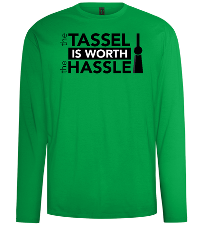 Worth The Hassle Design - Comfort men's long sleeve t-shirt_MEADOW GREEN_front