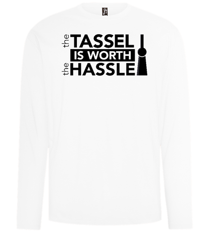 Worth The Hassle Design - Comfort men's long sleeve t-shirt_WHITE_front