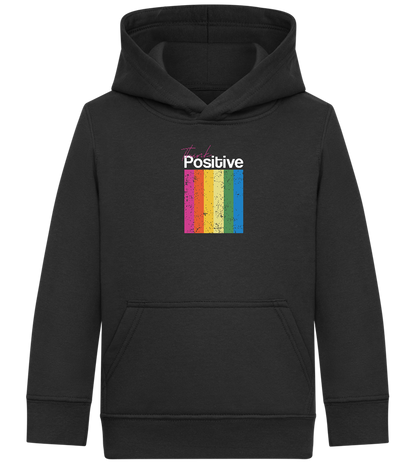 Think Positive Rainbow Design - Comfort Kids Hoodie_BLACK_front