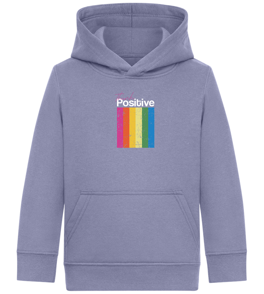 Think Positive Rainbow Design - Comfort Kids Hoodie_BLUE_front