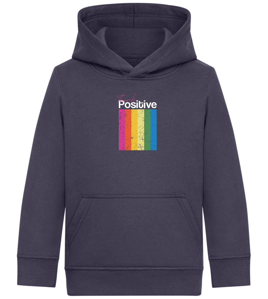 Think Positive Rainbow Design - Comfort Kids Hoodie_FRENCH NAVY_front