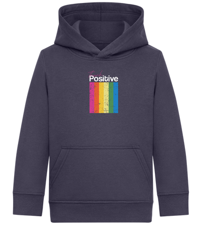 Think Positive Rainbow Design - Comfort Kids Hoodie_FRENCH NAVY_front