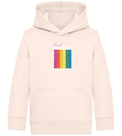 Think Positive Rainbow Design - Comfort Kids Hoodie_LIGHT PEACH ROSE_front