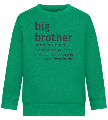 Big Brother Meaning Design - Comfort Kids Sweater_MEADOW GREEN_front