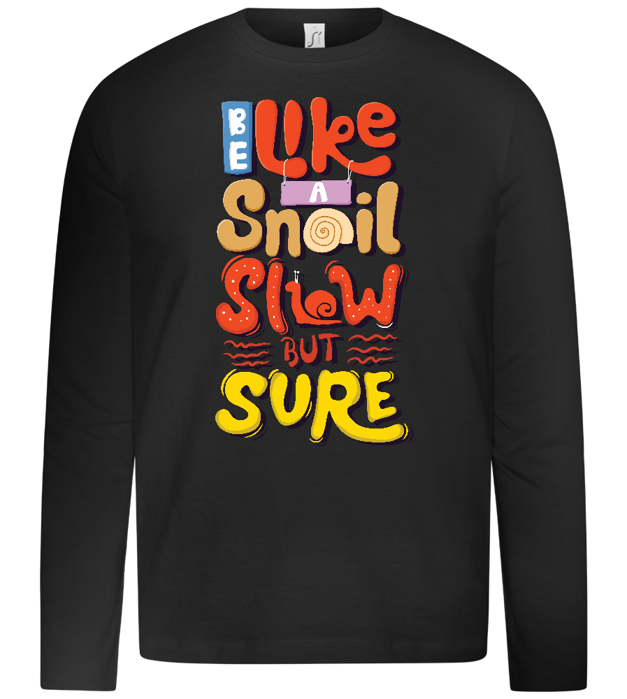 Slow but Sure Design - Premium kids long sleeve t-shirt_DEEP BLACK_front