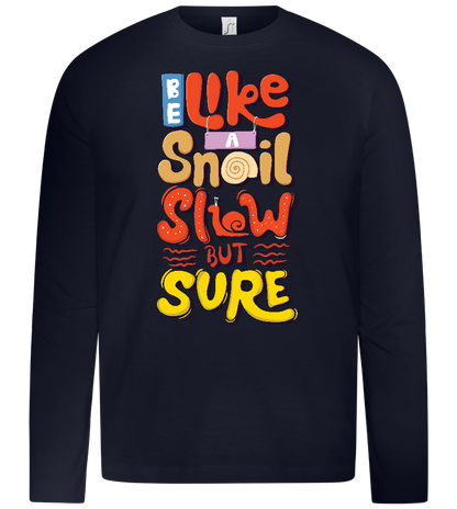 Slow but Sure Design - Premium kids long sleeve t-shirt_FRENCH NAVY_front