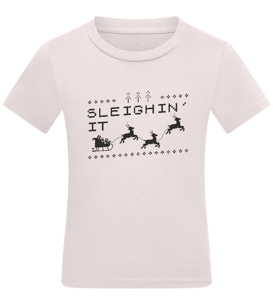 Sleighin' It Design - Comfort kids fitted t-shirt_LIGHT PINK_front