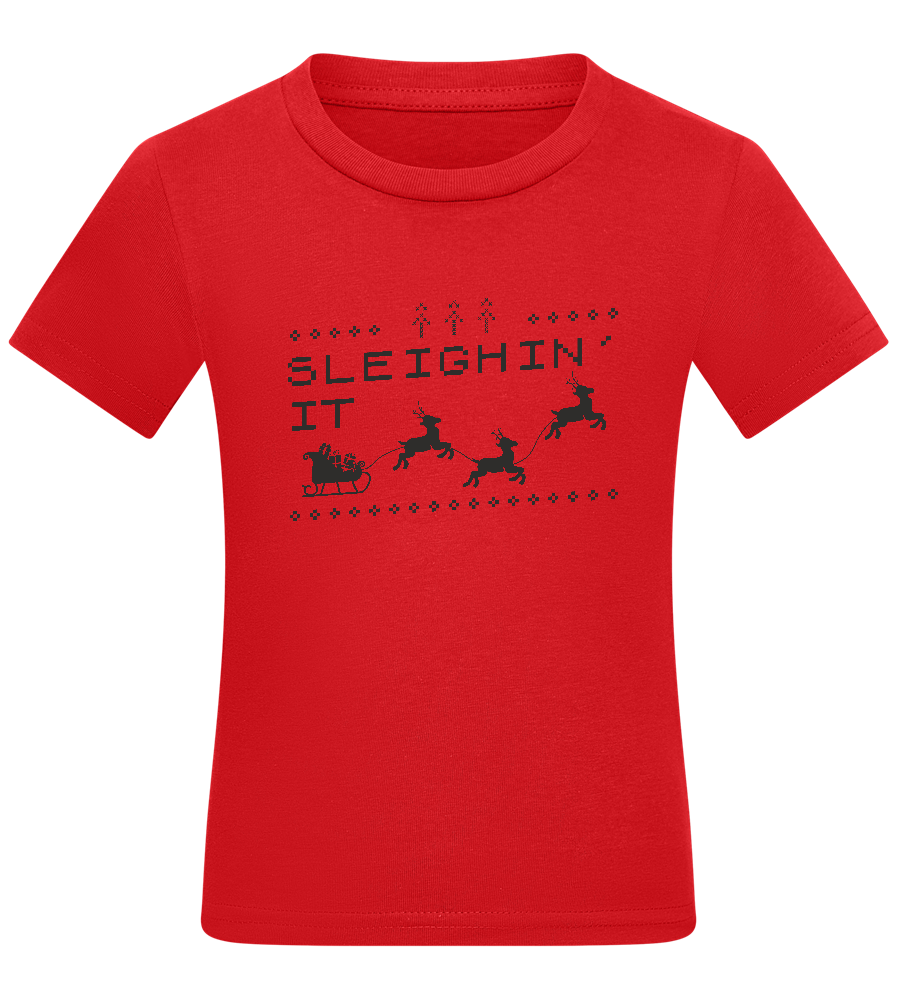 Sleighin' It Design - Comfort kids fitted t-shirt_RED_front