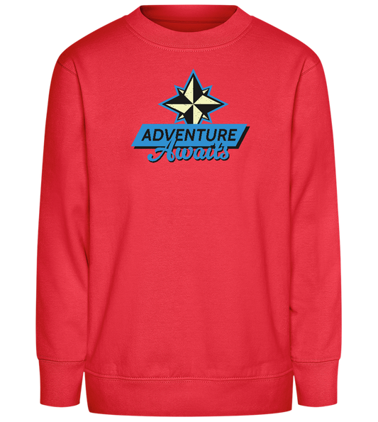 Adventure Awaits Design - Comfort Kids Sweater_BRIGHT RED_front