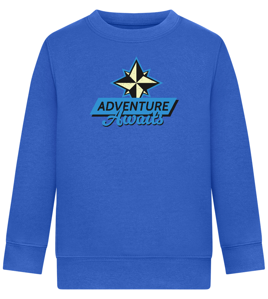 Adventure Awaits Design - Comfort Kids Sweater_ROYAL_front